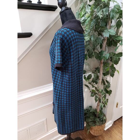 Style & Co. Women's Blue Knit Houndstooth Short Sleeve V Neck Sweater Dress XL - Picture 8 of 15